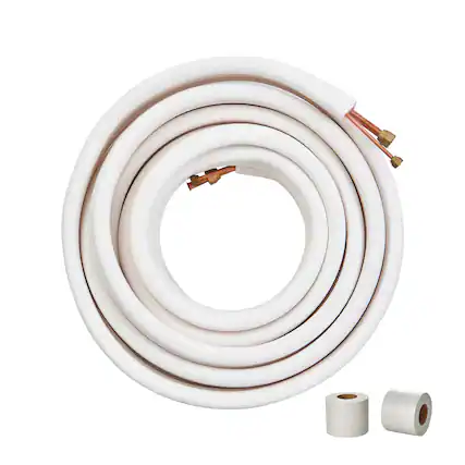 Front. VEVOR - 50FT Mini Split Line Set, 1/4" & 1/2" O.D Copper Pipes Tubing and Triple-Layer Insulation - White.
