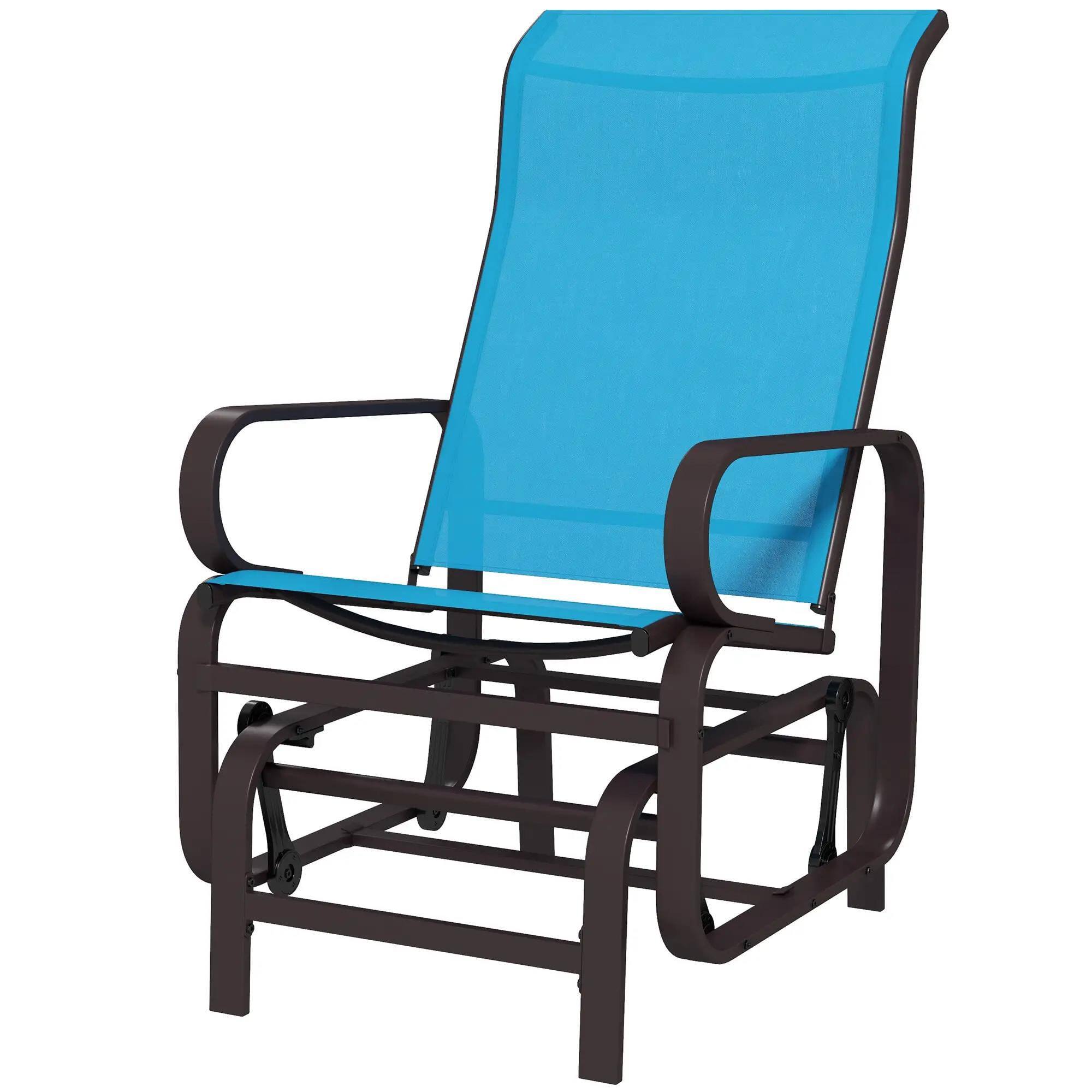 Angle. Resenkos - Resenkos Single Lounger, Metal Mesh Rocker, Lightweight Chair, Comfortable Outdoor Relaxation,Blue - Blue.