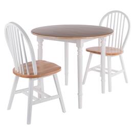 Winsome Wood - Sorella 3-Pc Drop Leaf Dining Table with Windsor Chairs - Natural/White