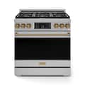 36 in. Wide 6 Burner Gordon Ramsay Series by Thor Kitchen 6.0 Cu. Ft Freestanding Gas Range with Bronze Hardware - Stainless Steel