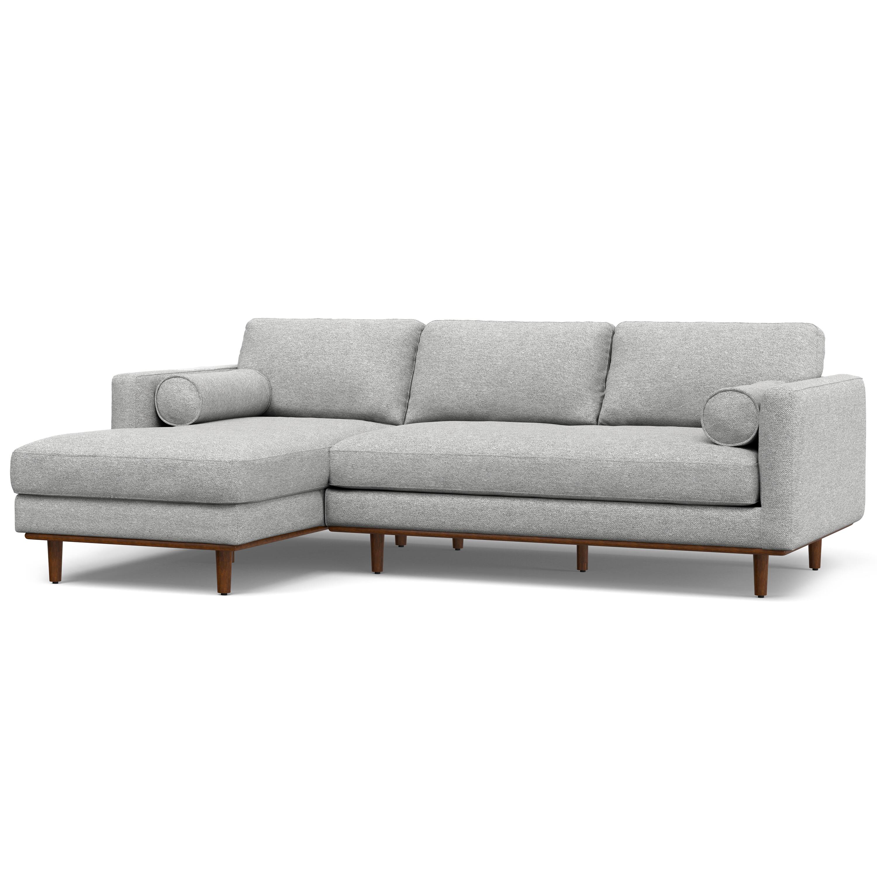 Alt View 1. Simpli Home - Morrison Mid Century Left Sectional 102 inch Wide Sofa Sectional in Mist Grey Tightly Woven Performance Fabric - Mist Grey.
