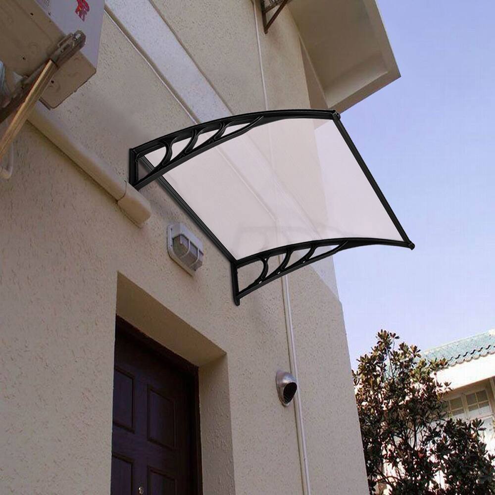 Left. Winado - 40"x 32" Window Awning Canopy, Polycarbonate Front Door Patio Cover for UV, Rain, Snow & Sunlight Protection.