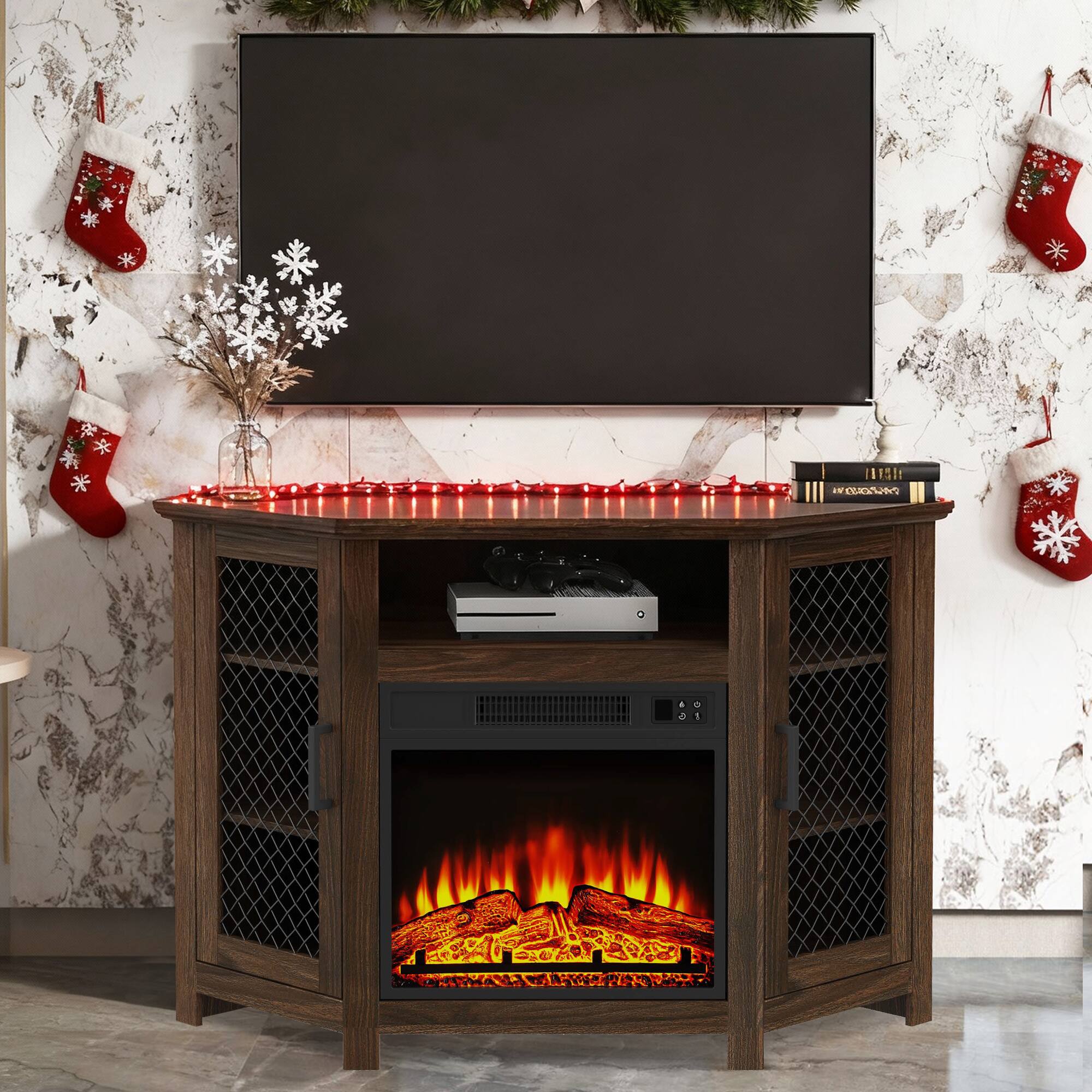 Ihomeadore - 45" Media Console TV Stand For TVs Up To 50" With Fireplace Included - Brown