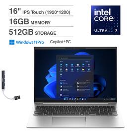 HP - EliteBook 860 Laptop 16.0 WUXGA (Intel Ultra 7 155U, 16GB DDR5, 512GB SSD, Win11Pro) w/USB Hub - Silver