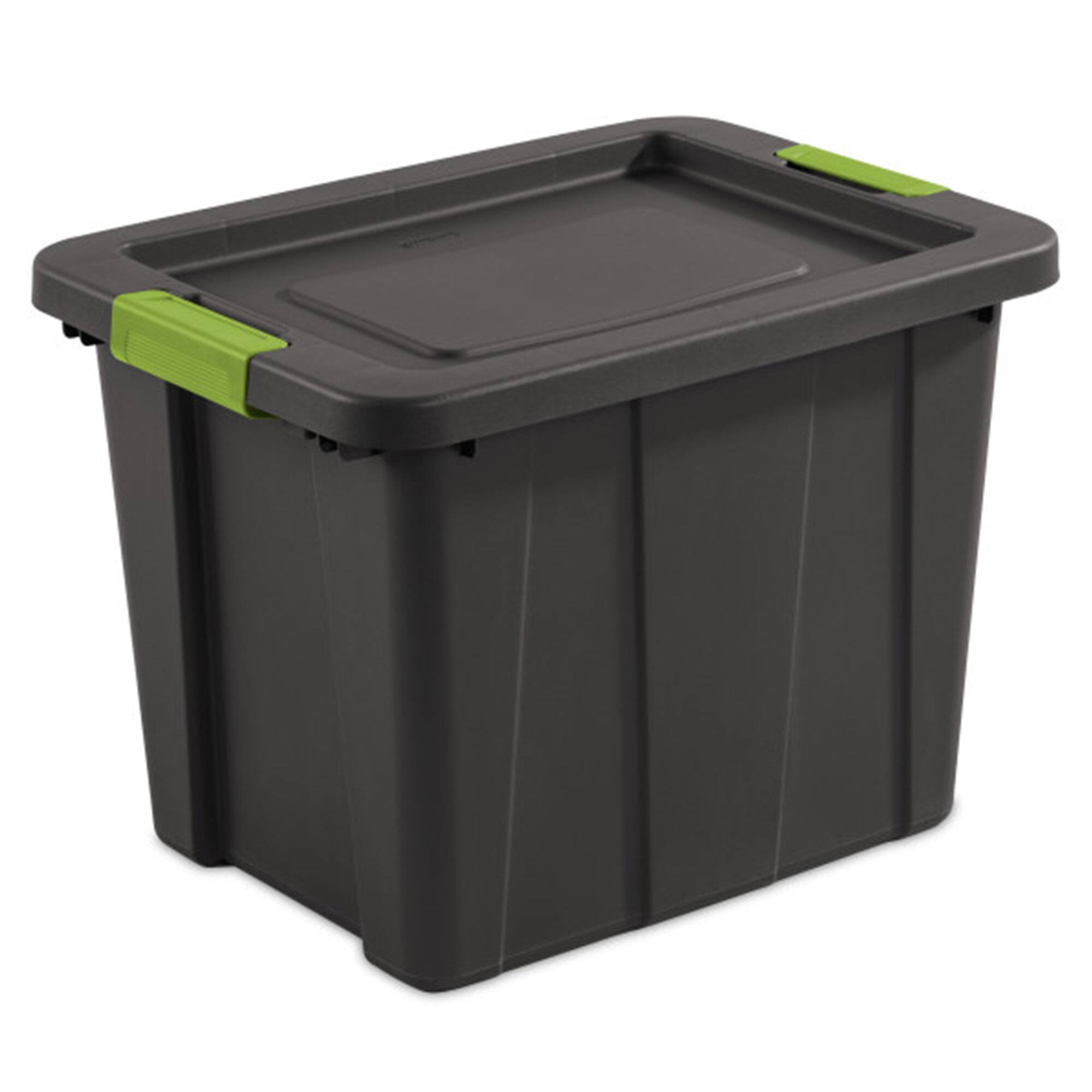 Front. Sterilite - Sterilite Tuff1 Latching 18 gal Stacking Plastic Storage Box with Lid, (6 Pack) - Flat Gray.