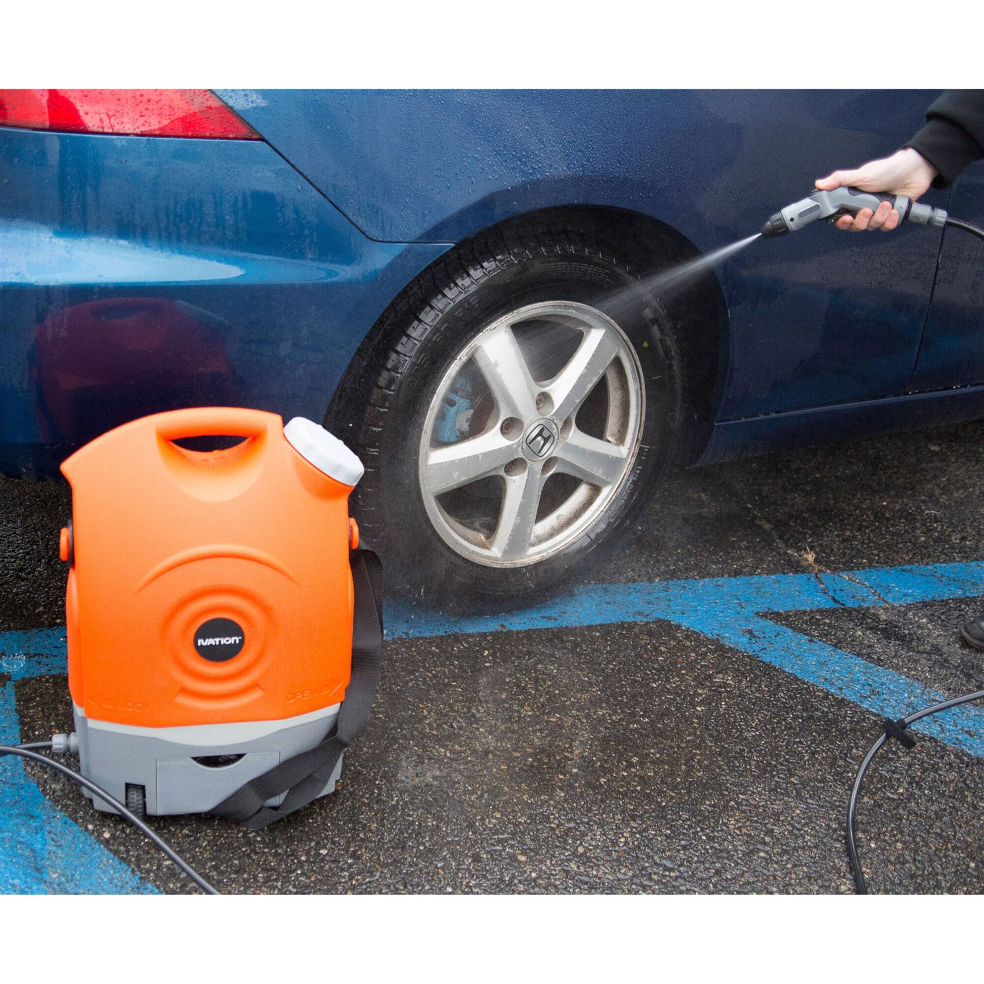 Alt View 6. Ivation - Multipurpose Portable Spray Washer - Rechargeable Portable Washer with 12V Plug & Wheels - Orange.