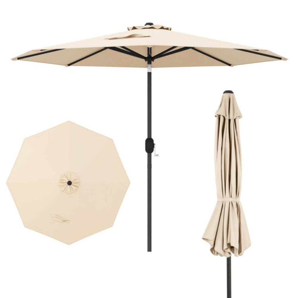 Alt View 3. Mondawe - 9 FT Outdoor Patio Market Umbrella Push Button Tilt Crank Lift - Beige.