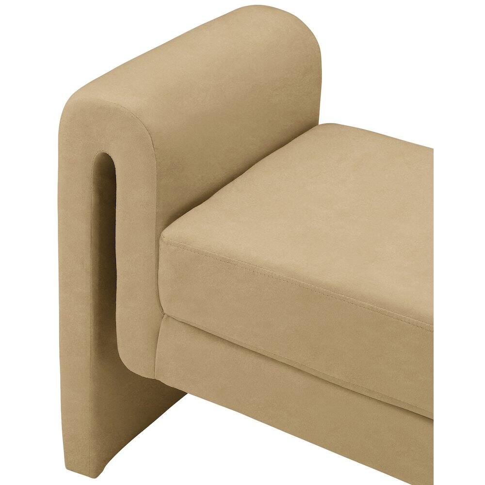 Alt View 4. Meridian Furniture - Sloan Camel Velvet Bench - Beige.