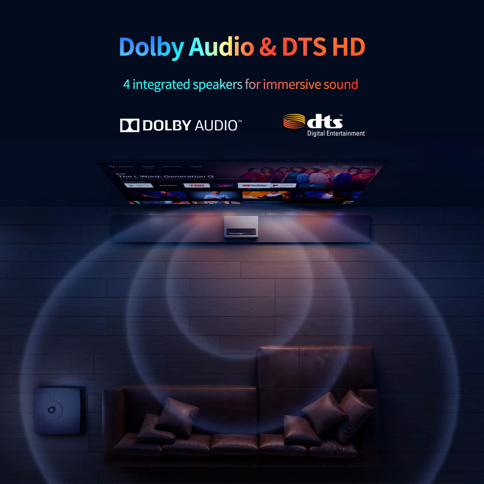 WEMAX Nova 4K UHD Ultra Short Throw Projector, Android TV, HDR10