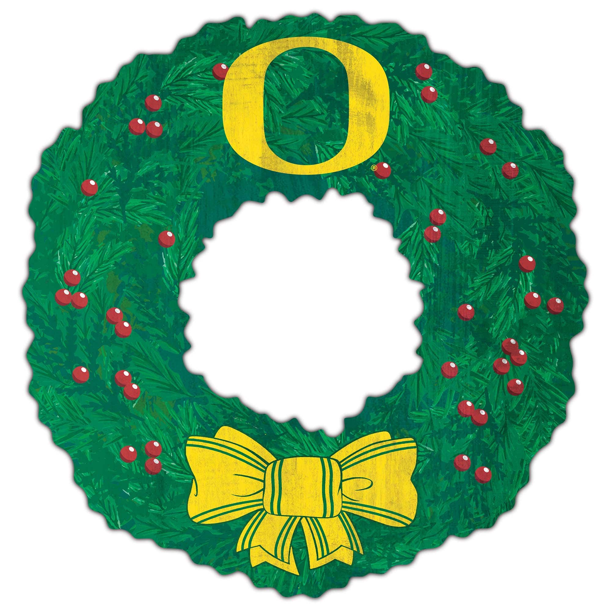 Front. Fan Creations - Oregon Ducks 16'' Team Wreath Sign - Green.