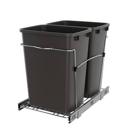 Rev-A-Shelf - Double Pullout Trash Can 35 qt. for Kitchen, Gray, RV-18KD-13C-S - Orion Gray