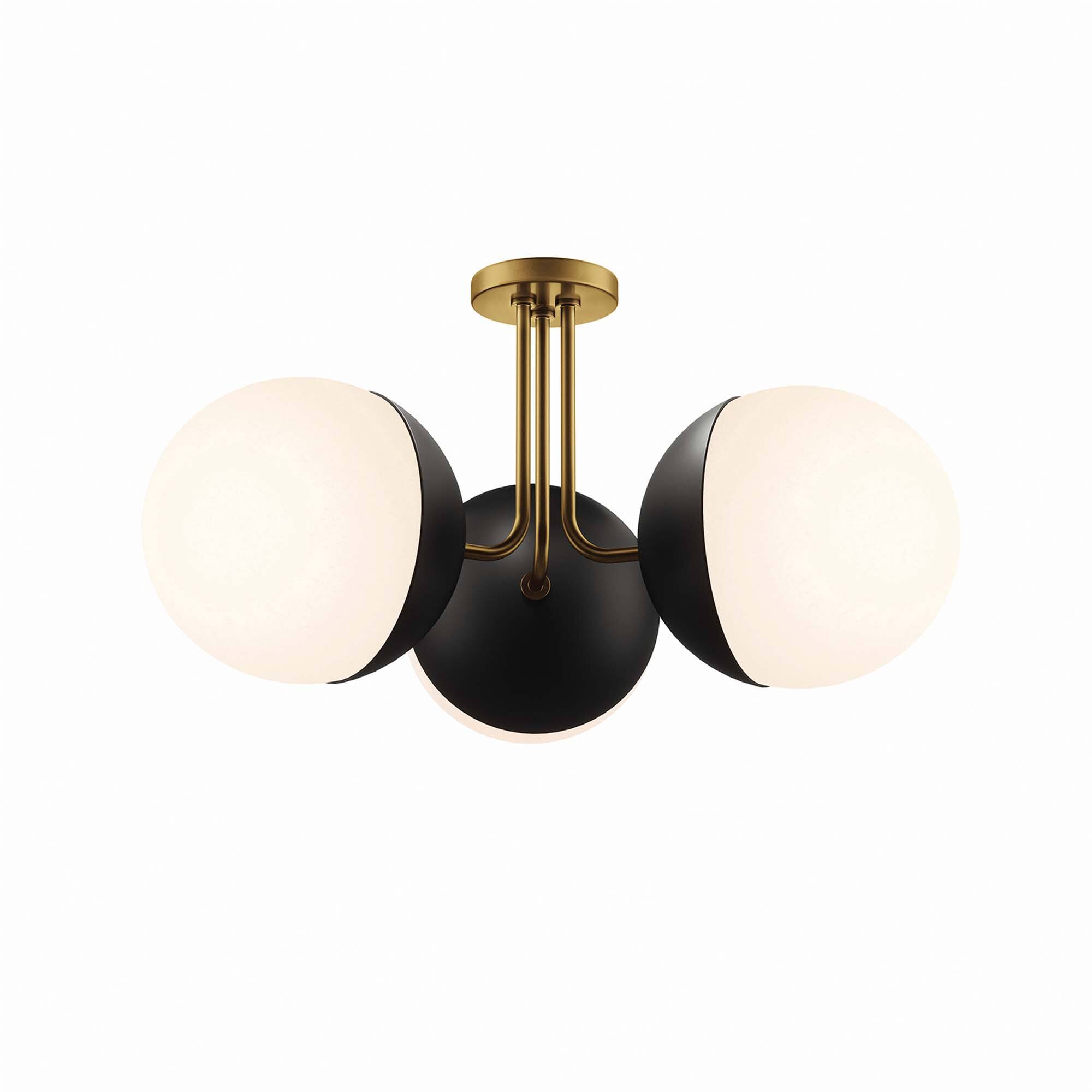 Alt View 2. Modway - Stellar 3-Light Semi-Flush Ceiling Light by Modway - Opal Satin Brass.