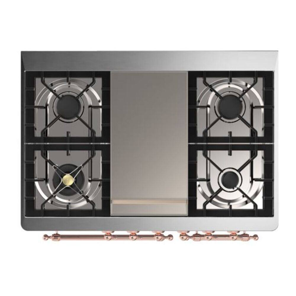 Alt View 8. ILVE - ILVE Majestic II Series 40 in. Dual Fuel Range with 6 Sealed Burners + Griddle (Natural Gas, Copper Trim) - Graphite Matte.
