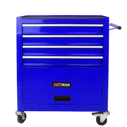 Front. APRILSOUL - 4 DRAWERS MULTIFUNCTIONAL TOOL CART WITH WHEELS-BLUE - Blue.