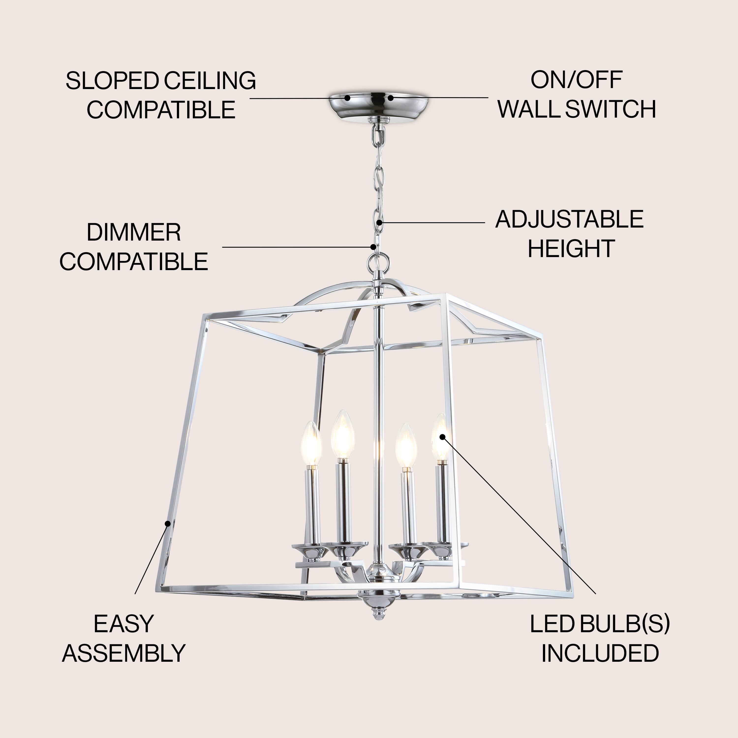 SLOPED CEILING COMPATIBLE  
ON/OFF WALL SWITCH  
DIMMER COMPATIBLE  
ADJUSTABLE HEIGHT  
EASY ASSEMBLY  
LED BULB(S) INCLUDED