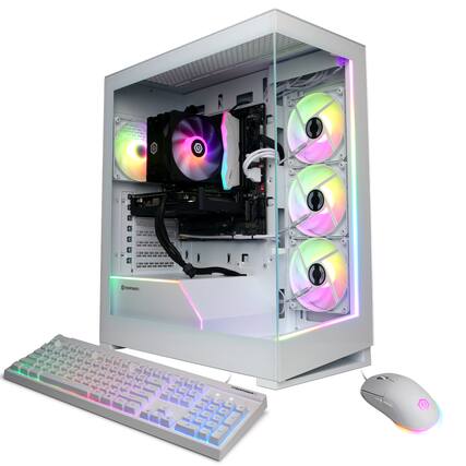 Front. CyberPowerPC - Gaming Desktop - Intel Core Ultra 225F - NVIDIA GeForce RTX 5060 8GB - 16GB DDR5 RGB - 2TB PCIe 4.0 SSD - White.