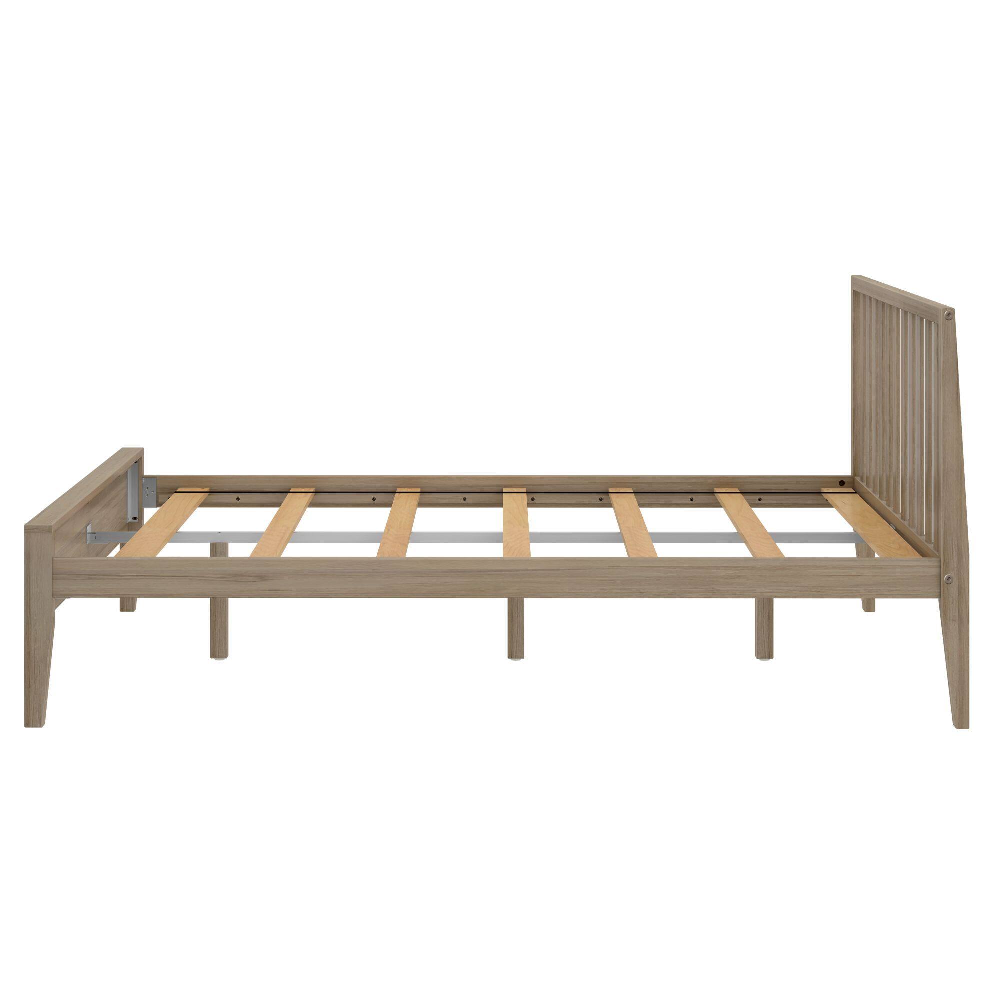Alt View 3. Plank+Beam - Scandinavian Queen-Size Bed with Slatted Headboard, Blonde - Blonde.