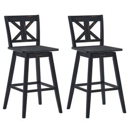 Kadyn - 2-Pc Set 360-Degree Swivel Bar Stools for Home Restaurant- for Kitchen Island - Black
