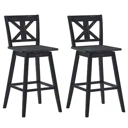 Front. Kadyn - 2-Pc Set 360-Degree Swivel Bar Stools for Home Restaurant-Black, for Kitchen Island - Black.