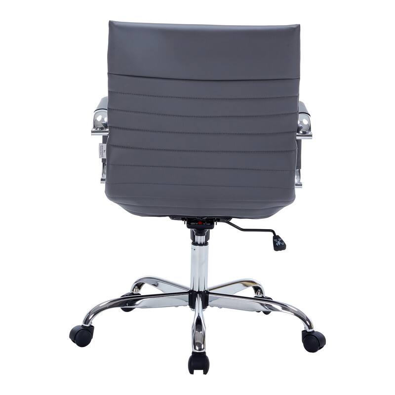 Alt View 7. LeisureMod - Harris Mid-Back Leather Office Chair Adjustable Height Tilt Computer Task Chair with 360-Degree Swivel - Grey.