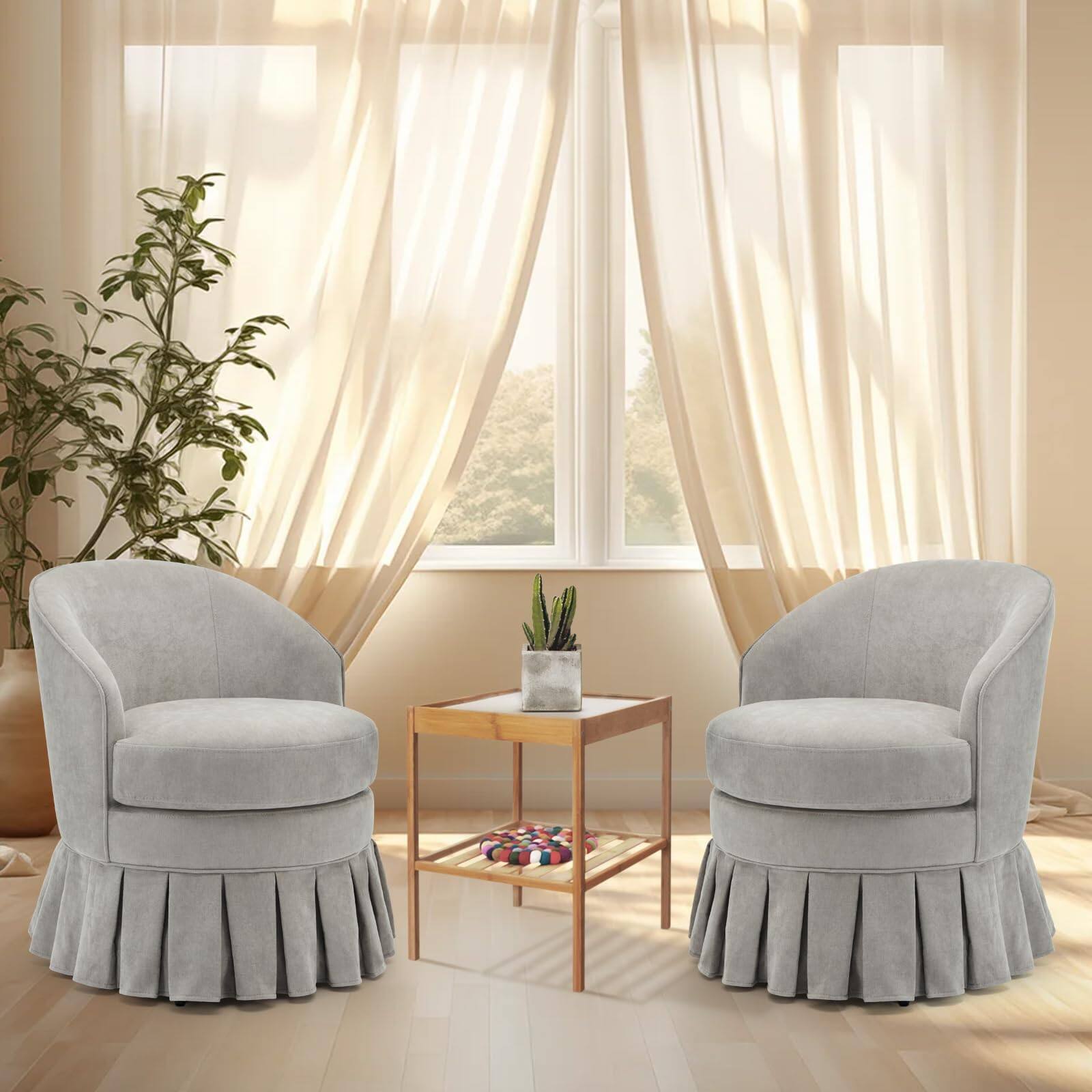 Jojoka - Mid Century Armchair, Modern Barrel Accent Chair, Comfy Upholstered Chair for Living Room, Vanity - Gray