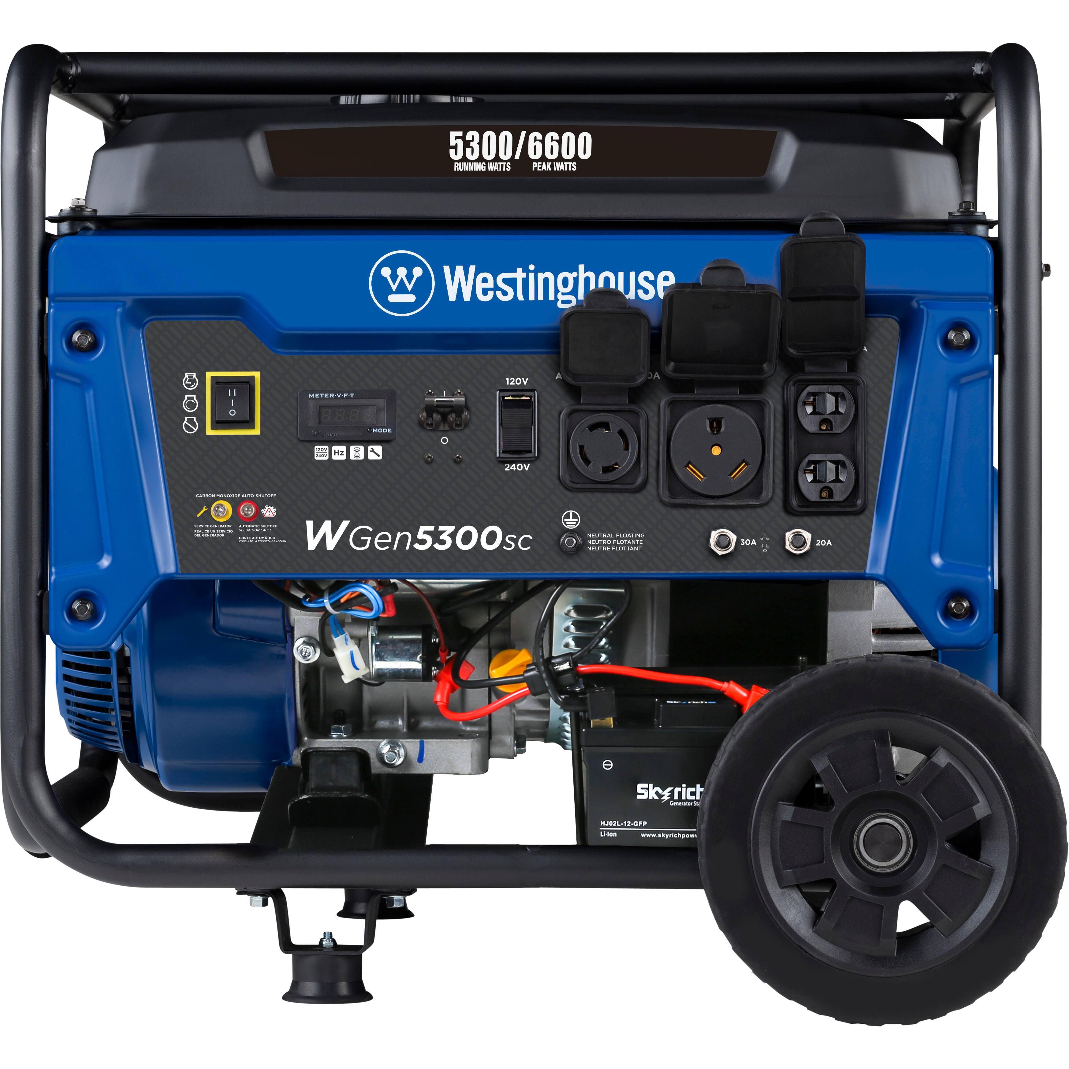5300/6600 RUNNING/PEAK WATTS  
Westinghouse  
WGen5300sc  
120V  
240V  
30A  
Skyrich