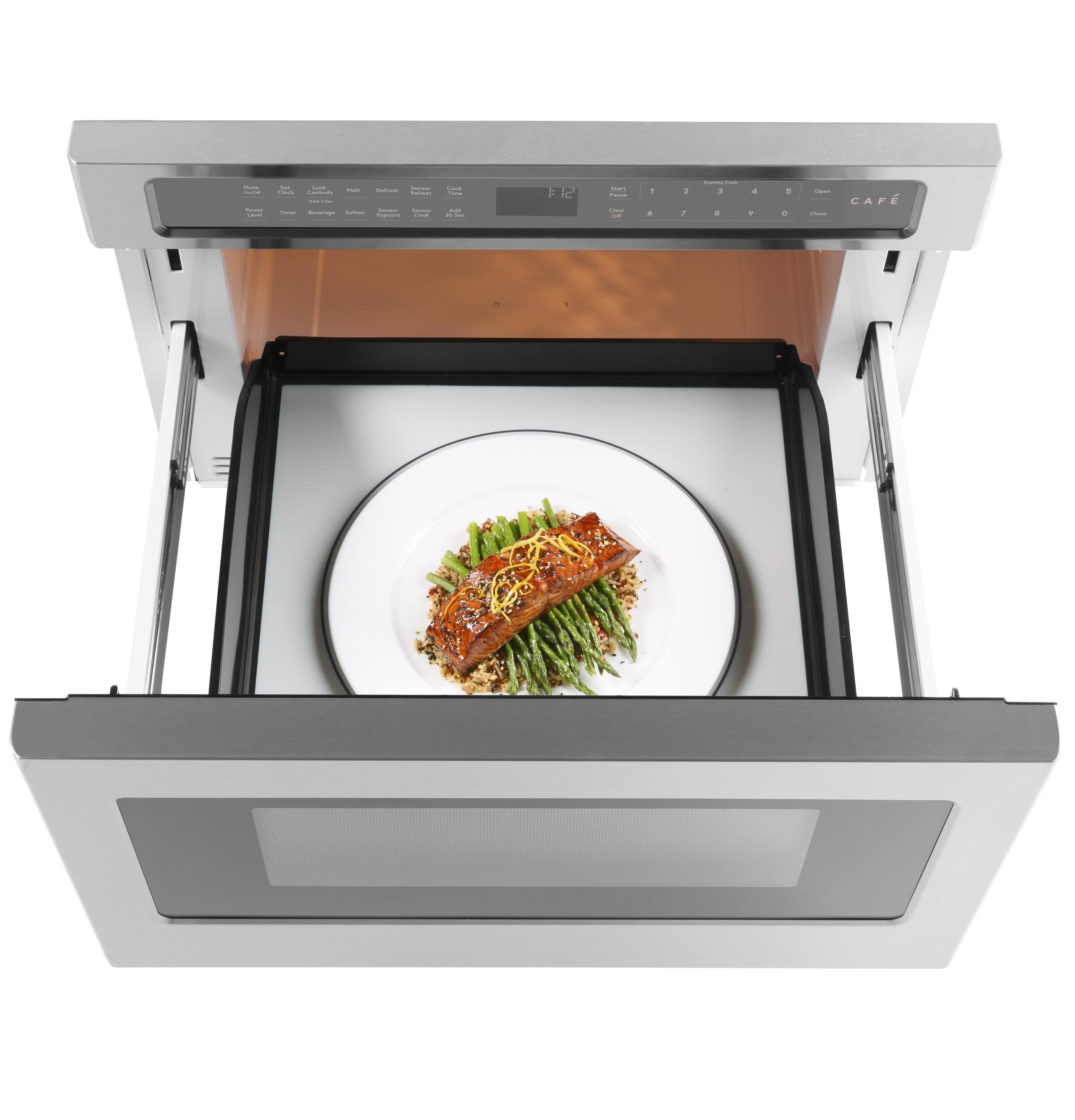 Alt View 13. Café - 1.2 Cu. Ft. Built-In Drawer Microwave with Sensor Cook and Sensor Reheat - Stainless Steel.