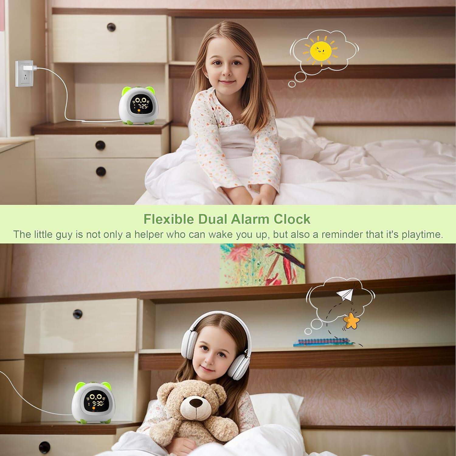 Flexible Dual Alarm Clock

The little guy is not only a helper who can wake you up, but also a reminder that it's playtime.