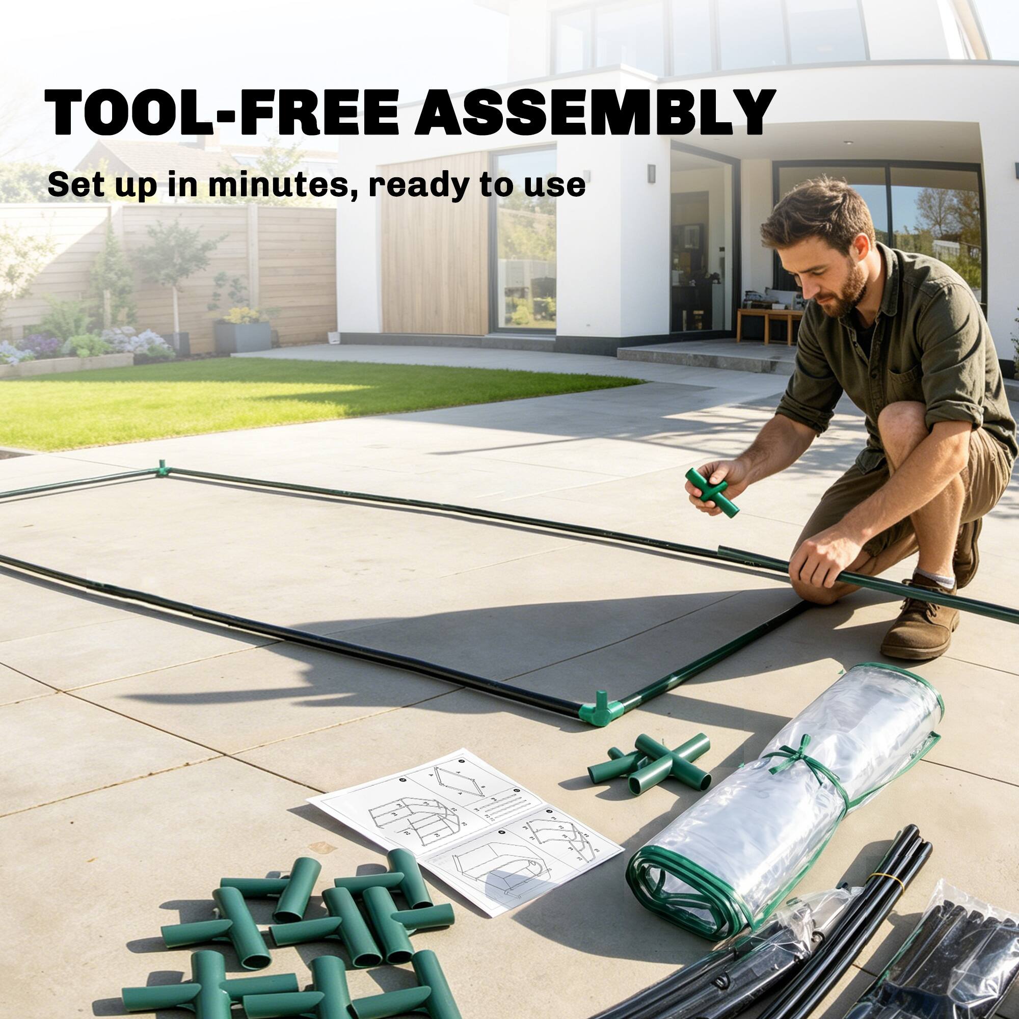 TOOL-FREE ASSEMBLY  
Set up in minutes, ready to use