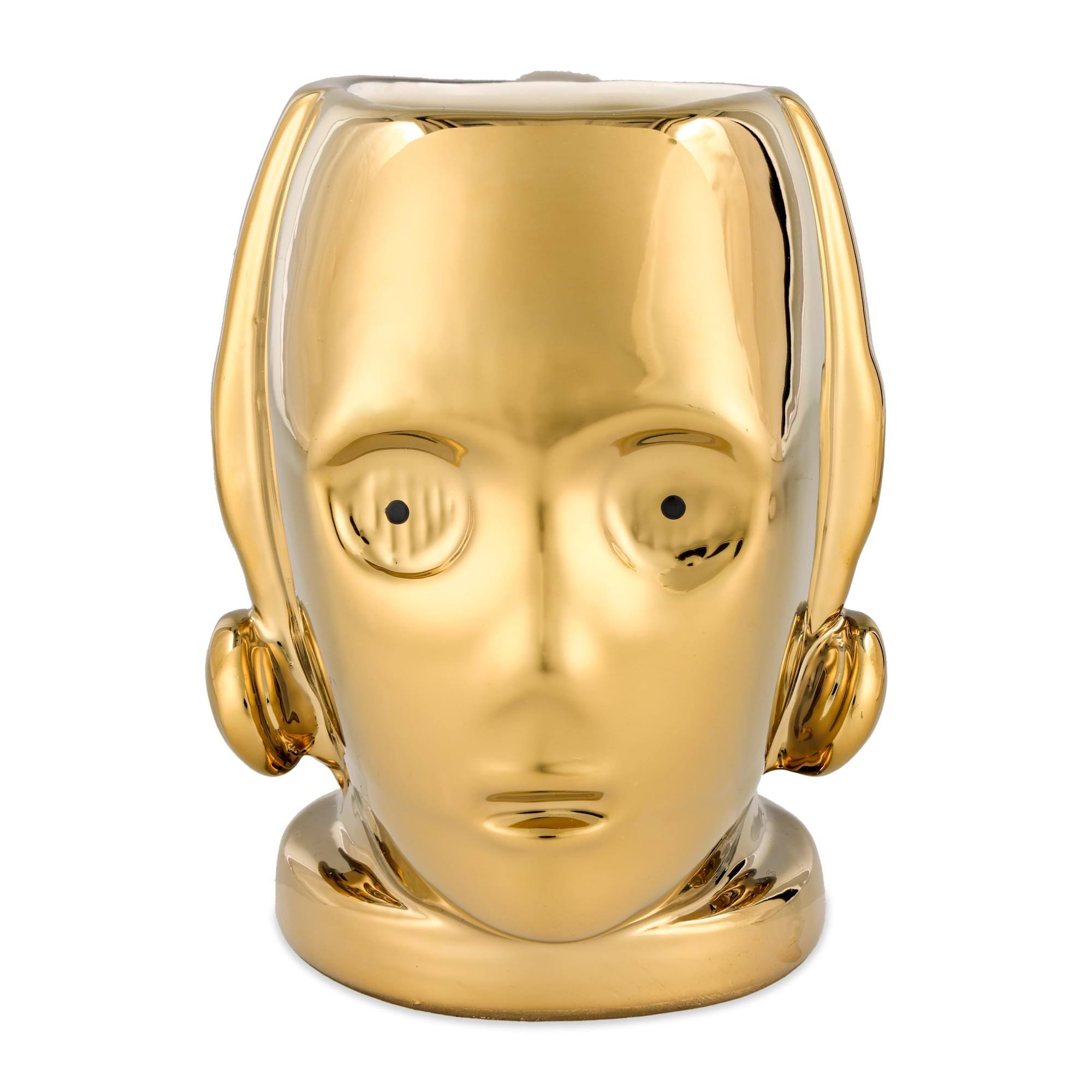 Front. Silver Buffalo - Star Wars C-3P0 Electroplated Sculpted Ceramic Mug | Holds 20 Ounces - Gold.