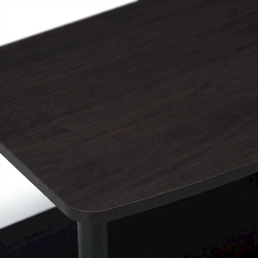 Alt View 4. FurniFact - Dark Walnut 2-Tier Elevated TV Stand with No Tools Assembly - Brown Black.