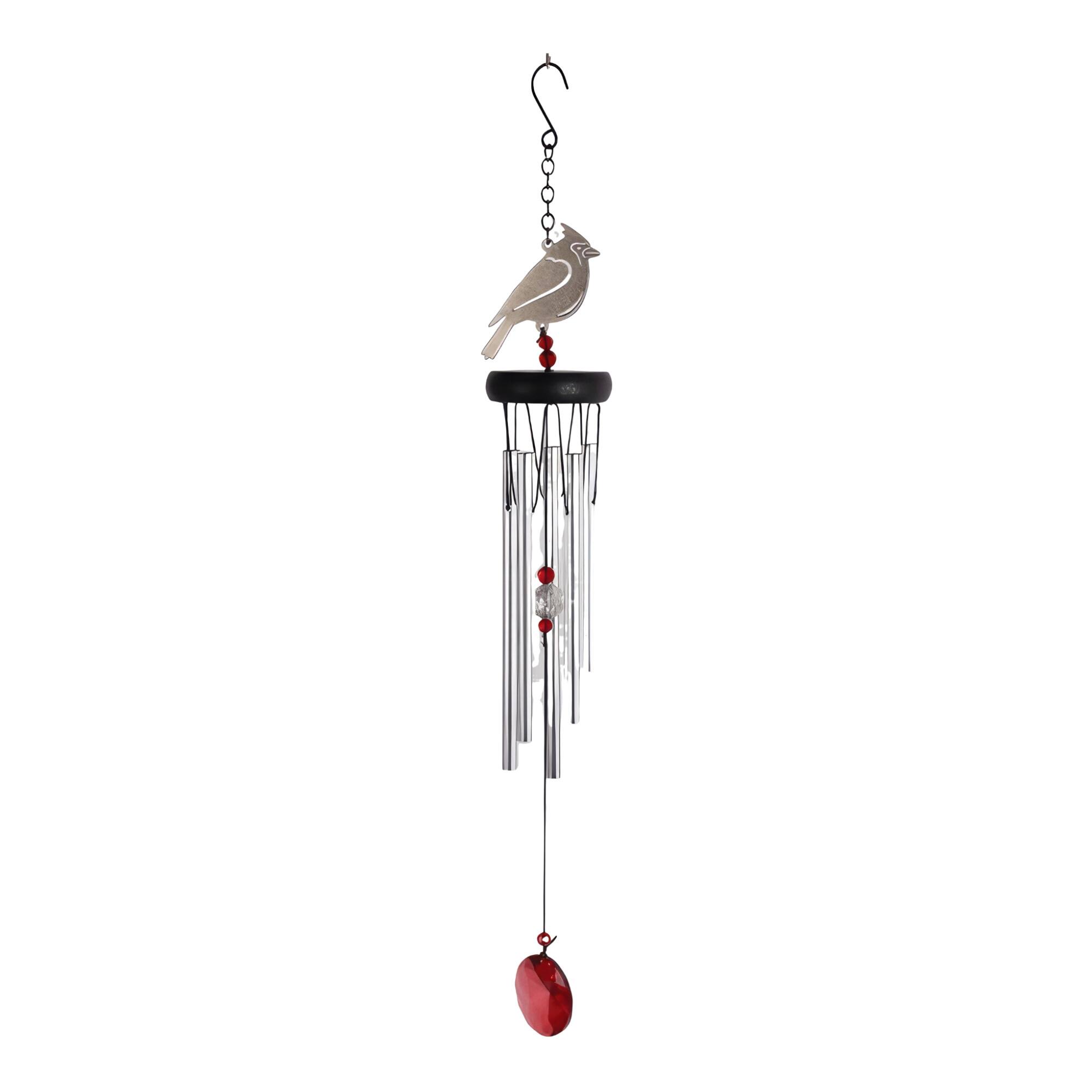 FC Design - 20" Long Cardinal Wood Top Etched Wind Chime Outdoor Patio or Garden Hanging Decoration - Multi-Color