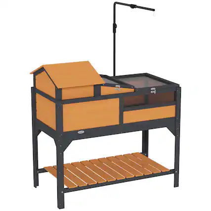 Front. Pawhut - Tortoise Habitat with Adjustable Lamp Holder, 2 Layer Enclosure, Storage Shelf, Removable House, Fixed Tray.