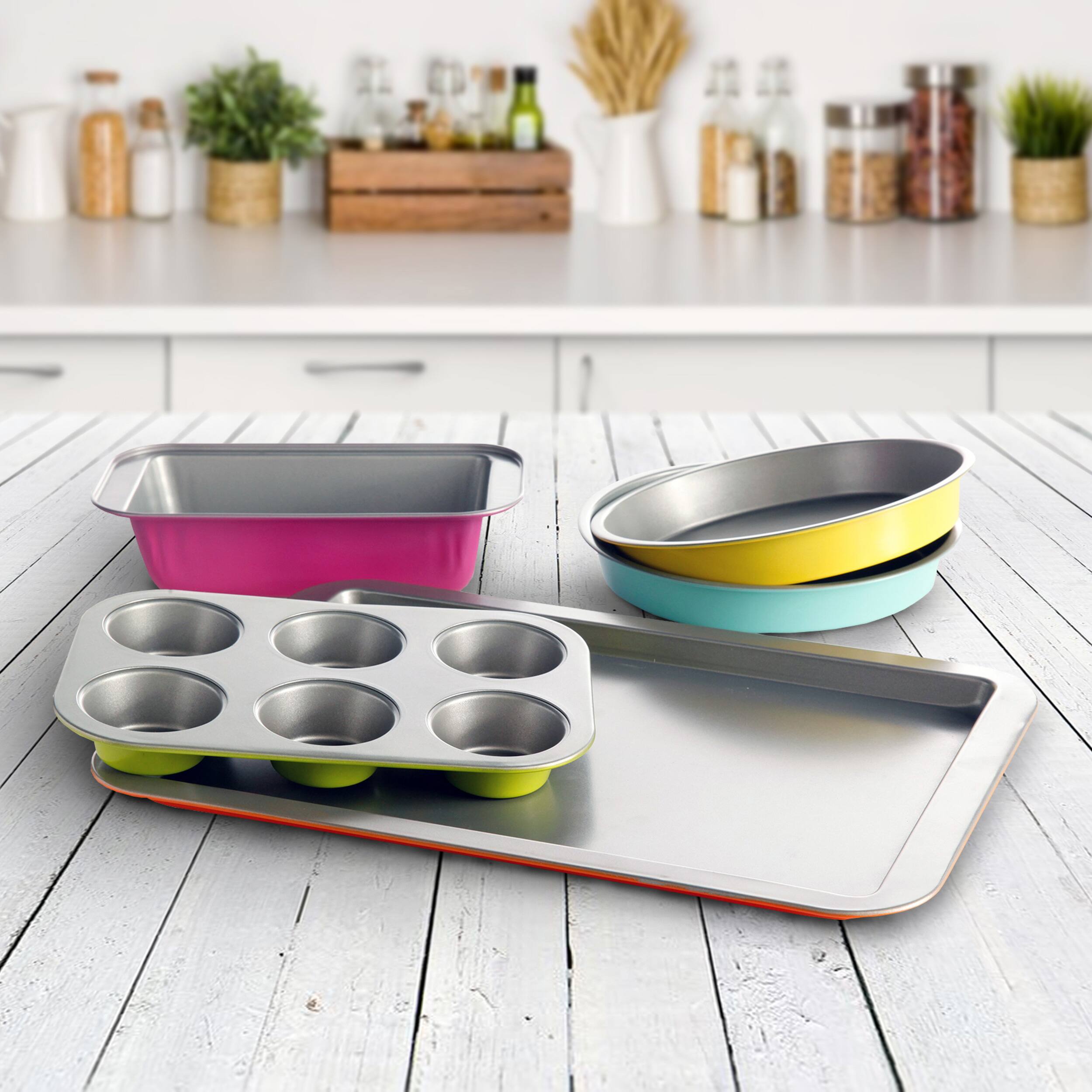 Alt View 1. Gibson - Gibson Home Color Splash Lyneham 5 pc Carbon Steel Bakeware Set - Assorted.