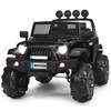Front. Costway - Costway 12V Kids Ride On Truck RC Car w/ LED Lights Music Trunk - Black.