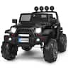 Costway - 12V Kids Ride On Truck RC Car w/ LED Lights Music Trunk - Black