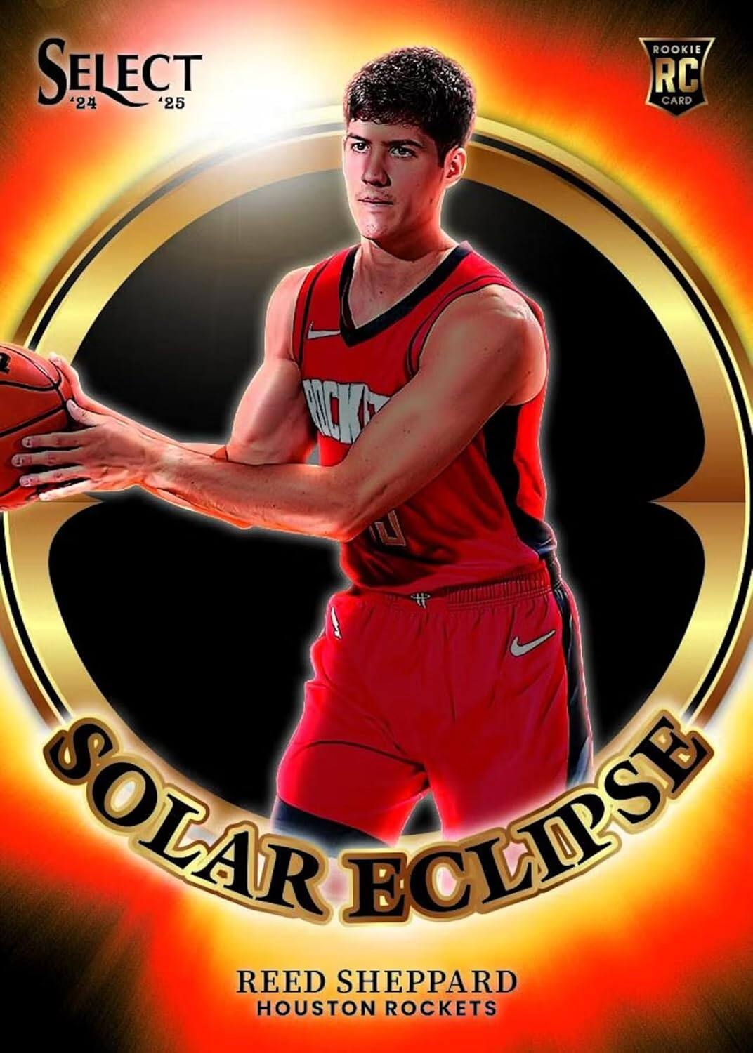 SELECT '24 '25 ROOKIE RC CARD  
WCK  
SOLAR ECLIPSE  
REED SHEPPARD  
HOUSTON ROCKETS