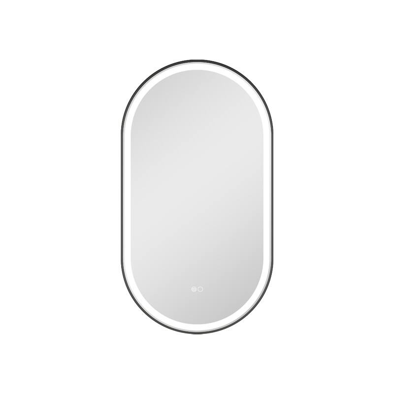 Alt View 5. WELLFOR - 20" x 36" Oval Framed LED Bathroom Vanity Mirror with Anti-Fog, Wall-Mounted Bathroom Mirror with Front and Backlit LED - Matte Black.
