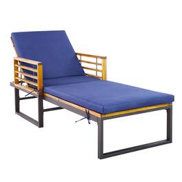 Costway - Patio Cushioned Chaise Lounge Chair Adjustable Reclining Lounger 800 lbs - Blue