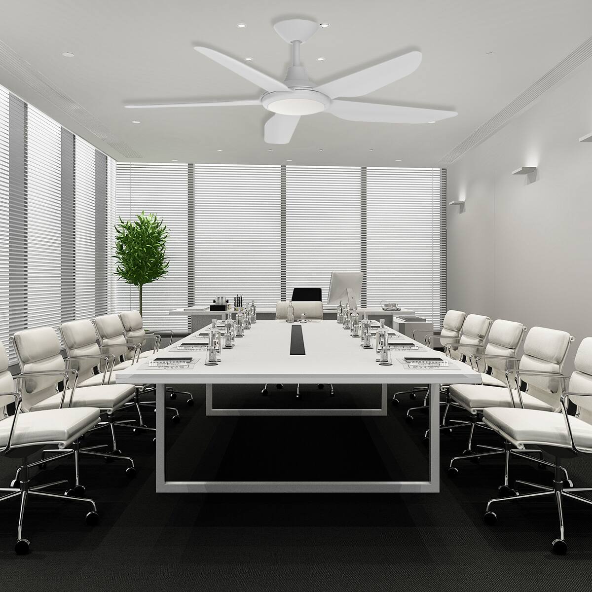Alt View 6. ENLIGHT - 52" Smart DC Ceiling Fan, CCT & Dimmable Light, Efficient + Quiet DC Motor, Reverse Mode, Matter, 5-Blade, Damp Rated - White.