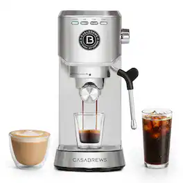 Casabrews - 5418 Basic 20 Bar Espresso Machine with Steam Wand, Pre infusion expresso for Cappuccino Latte Americano - Silver