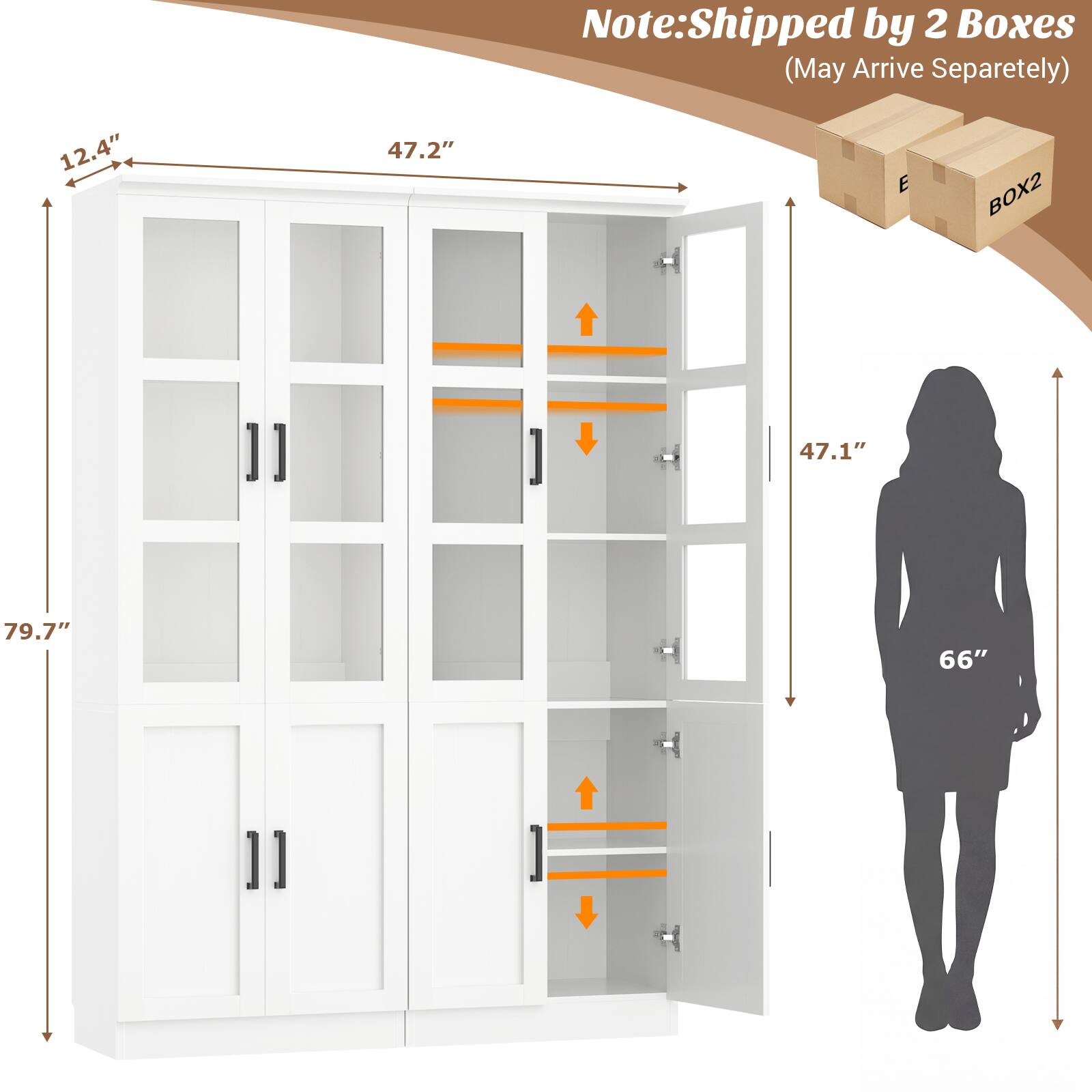 Note: Shipped by 2 Boxes (May Arrive Separately)

12.4"  
47.2"  
79.7"  
47.1"  
66"