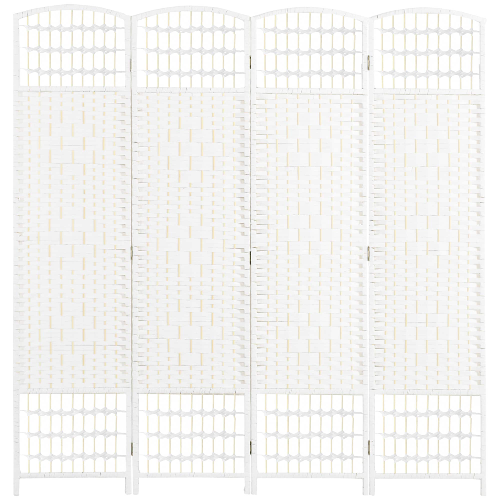 Homcom - Room Divider, Folding Privacy Screen, Room Separator, Wave Fiber Freestanding Partition Wall Divider - White