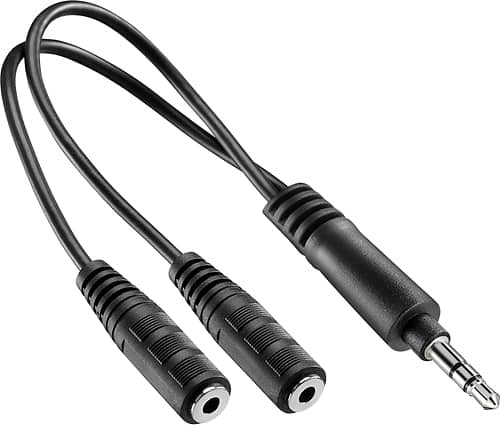 Insignia™ - Dual 3.5mm Mini Headphone Jack Splitter - Black
