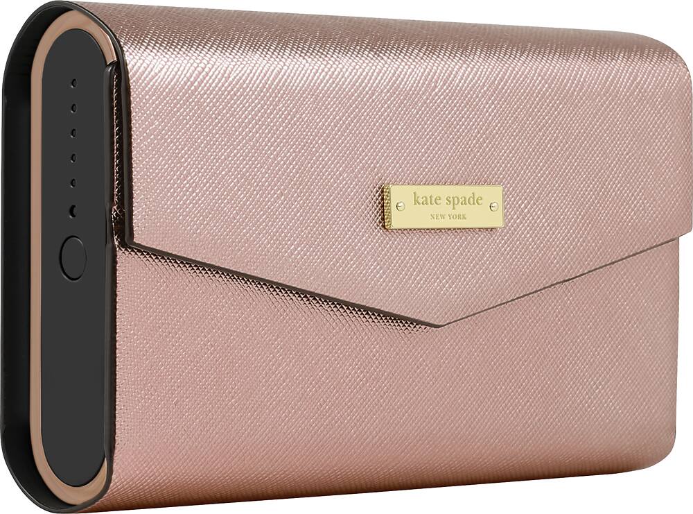 Angle. kate spade new york - Portable Bluetooth Speaker - Black/Rose Gold Saffiano.