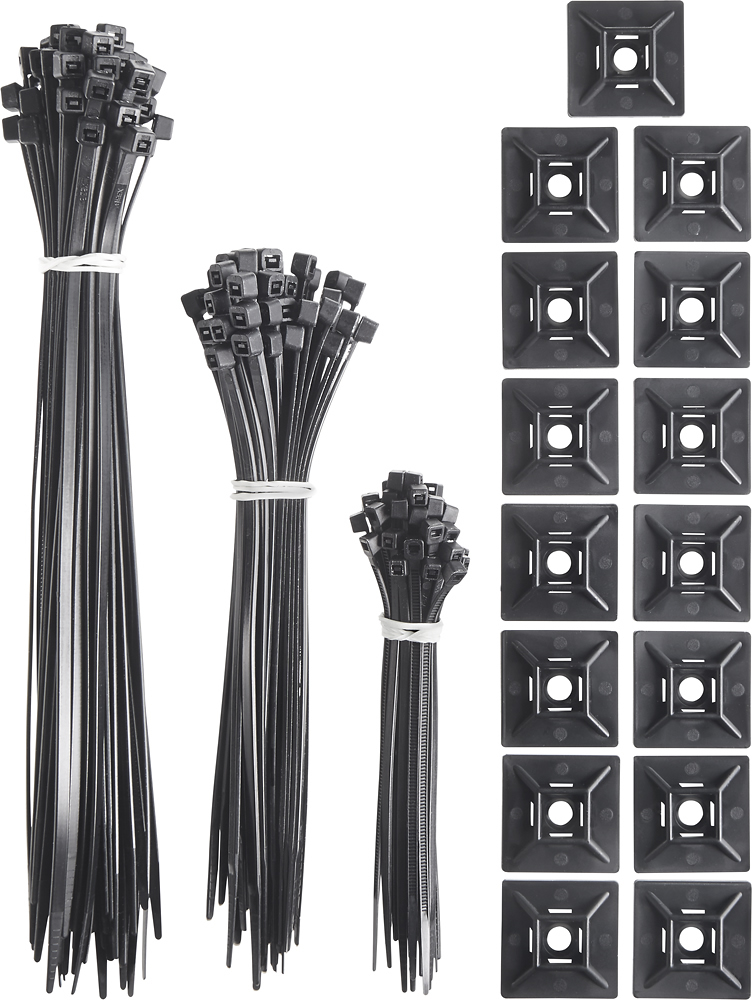 Customer Reviews: Insignia™ Zip Cable Ties and Mounts (150-Piece) Black ...