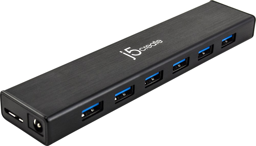 Angle. j5create - USB 3.0 7-Port HUB - Black.
