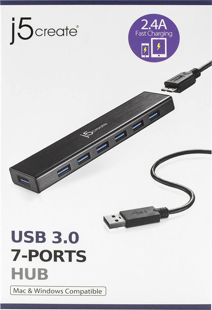 Alt View 12. j5create - USB 3.0 7-Port HUB - Black.