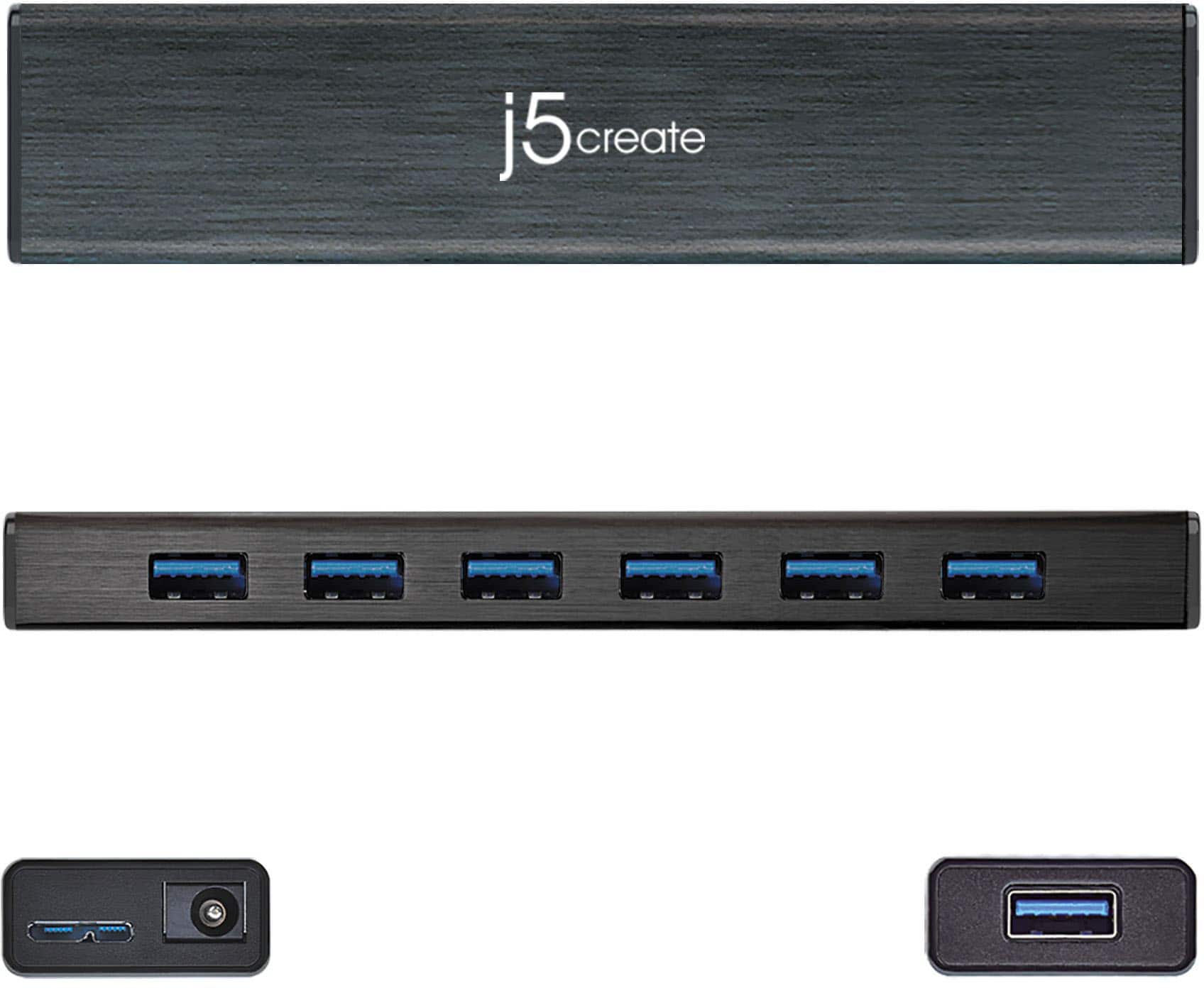 Alt View 15. j5create - USB 3.0 7-Port HUB - Black.