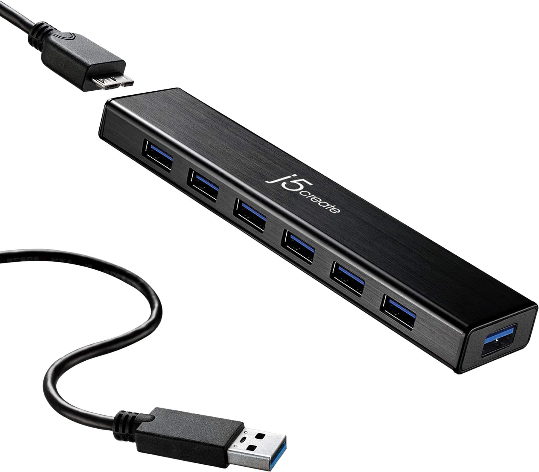 Left. j5create - USB 3.0 7-Port HUB - Black.